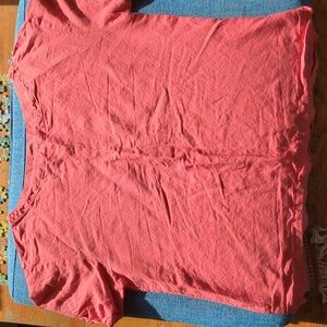 Deep coral/salmon linen blend top